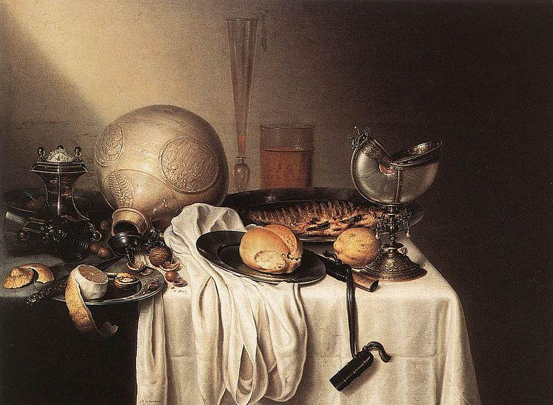 BOELEMA DE STOMME, Maerten Still-Life with a Bearded Man Crock and a Nautilus Shell Germany oil painting art